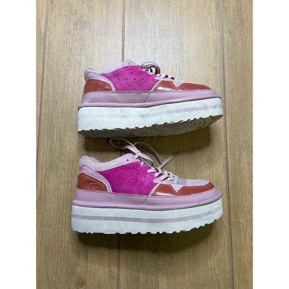 UGG Platform Sneakers Pink Suede Leather Chunky Womens Size 9 - Picture 2 of 16
